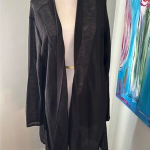 Eileen fisher womens XL open cardigan sweater black wool